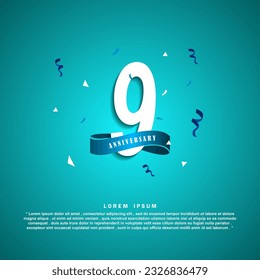 9 Years anniversary celebration 3d vector template design illustration