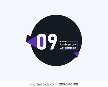 9 Years Anniversary Celebration badge with banner image isolated on white background