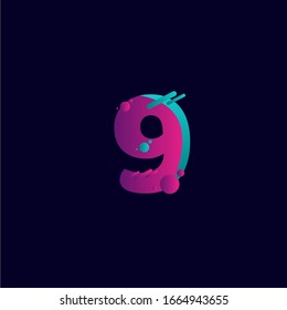 9 Years Anniversary Celebration Gradient Purple Number Vector Template Design Illustration