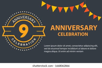 9 years anniversary celebration logo vector template design illustration