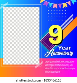 9 years anniversary celebration logo vector template design