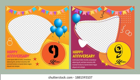 9 years anniversary celebration logo vector template design