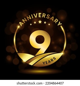 9 years anniversary, Anniversary celebration logo design. vector template illustration