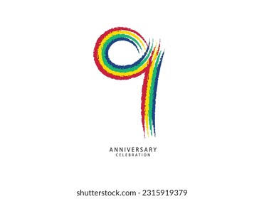 9 years anniversary celebration logotype colorful line vector, 9th birthday logo, 9 number design, anniversary template, anniversary vector design elements for invitation card, poster, flyer.
