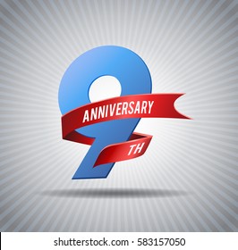 9 years anniversary celebration logotype with grey background