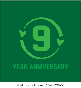 9 Years Anniversary Celebration Vector Template Design Illustration