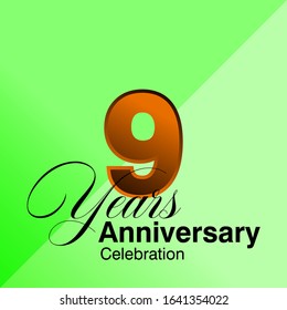 9 Years Anniversary Celebration Vector Template Design Illustration