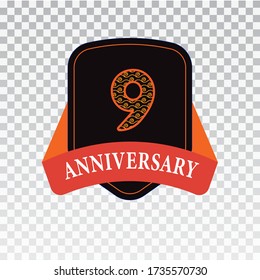 9 Years Anniversary Celebration Vector Template Design Illustration