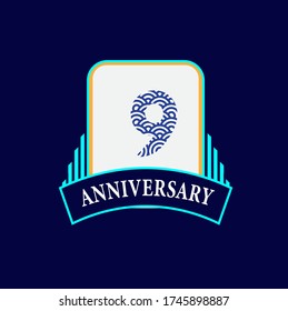 Ilustración de diseño de plantillas vectoriales de celebración de 9 años