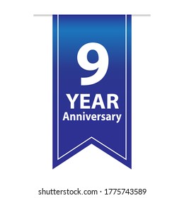 9 Years Anniversary Celebration Vector Template Design Illustration