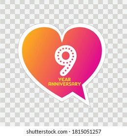 9 Years Anniversary Celebration Vector Template Design Illustration