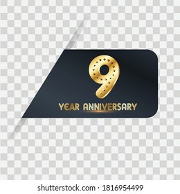 9 Years Anniversary Celebration Vector Template Design Illustration