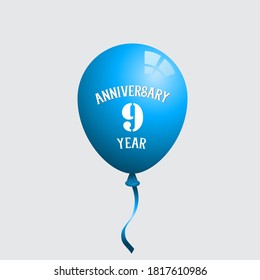 9 Years Anniversary Celebration Vector Template Design Illustration