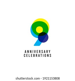 9-jährige Jubiläumsfeier Vektor Template Design Illustration