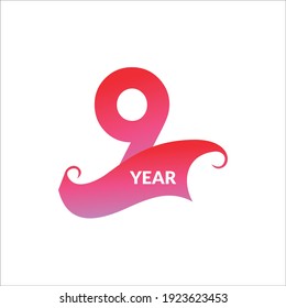 Ilustración de diseño de plantillas vectoriales de celebración de 9 años