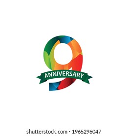 9 Years Anniversary Celebration Vector Template Design Illustration