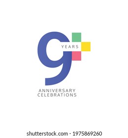 9 Years Anniversary Celebration Vector Template Design Illustration