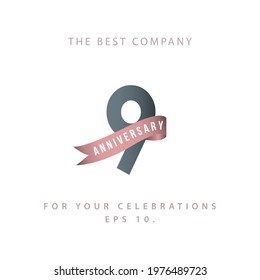9 Years Anniversary Celebration Vector Template Design Illustration