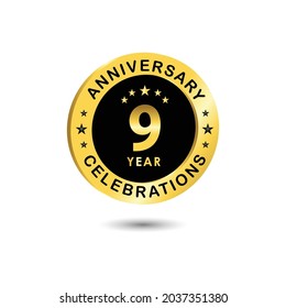 9 Years Anniversary Celebration Vector Template Design Illustration