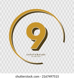 9 Years Anniversary Celebration Vector Template Design Illustration
