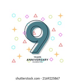 Ilustración de diseño de plantillas vectoriales de celebración de 9 años