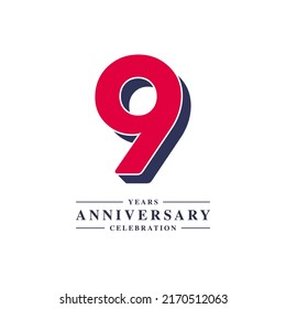 9 Years Anniversary Celebration Vector Template Design Illustration