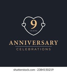 9 Years Anniversary Celebration Vector Template Design Illustration