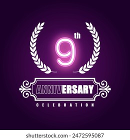 9 years anniversary celebration vector template design illustration