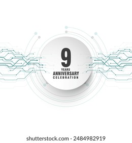 9 years anniversary celebration vector template design illusration
