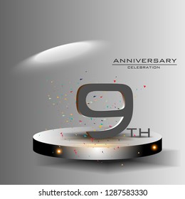 9 years anniversary design vector templates and illustrations, concepts in the future by giving a sci fi feel effect