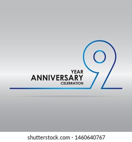 9 years anniversary linked logotype with blue color isolated on white background for company celebration event