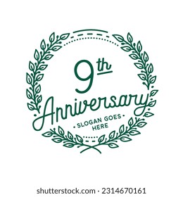 9 years anniversary logo collection. 9th years anniversary celebration hand drawn logotype. Vector and illustration