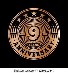 9 years anniversary. Anniversary logo design. Vector and illustration.