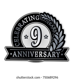 9 years anniversary logo template. Vector and illustration.