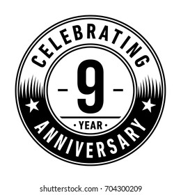 9 years anniversary logo. Vector and illustration.