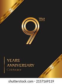 9 Years Anniversary logotype. Anniversary celebration template design for booklet, leaflet, magazine, brochure poster, banner, web, invitation or greeting card. Vector illustrations.