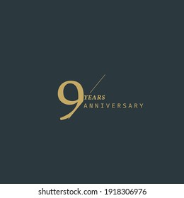 9 years anniversary logotype with modern minimalism style. Vector Template Design Illustration.