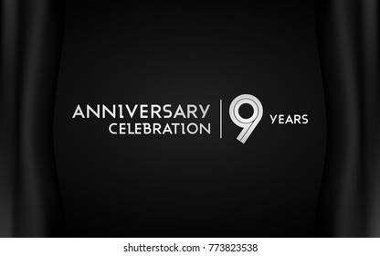 9 Years Anniversary Logotype with   Silver Multi Linear Number Isolated on Dark Background