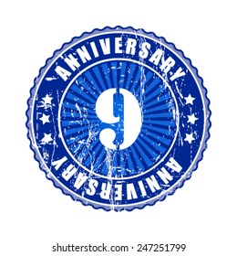 9  Years anniversary stamp. 