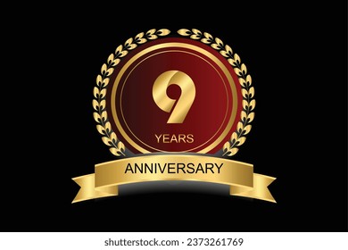 9 years anniversary vector icon, logo. Design element with modern graphic style number for 9th anniversary