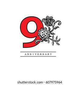 9 years anniversary.vector illustration.eps10.