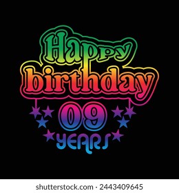 9 Years  Birthday Celebrating. A Community Organized Event. Colorful Design