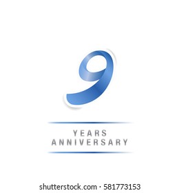 9 Years Blue Anniversary  Logo Celebration