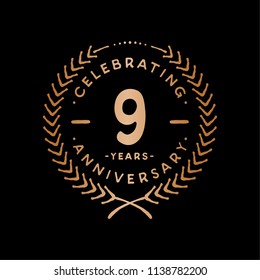 9 years design template. 9th vector and illustration.