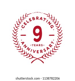 9 years design template. 9th vector and illustration.