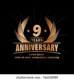 9 years design template. Anniversary vector and illustration template.