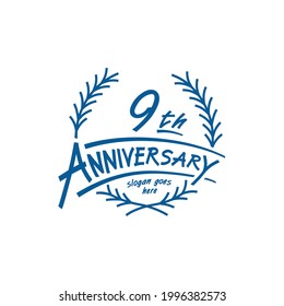 9 years design template. Vector and illustration. 9th years logo.