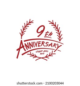 9 years design template. Vector and illustration. 9th years logo.
