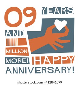9 Years Happy Anniversary (Vector Illustration Concept Design)