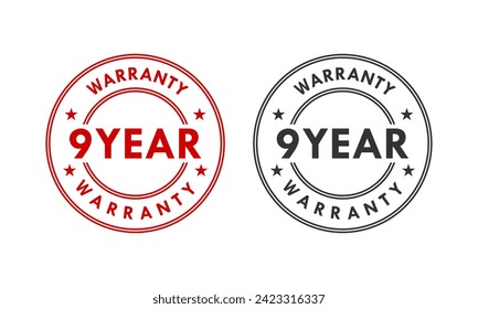9 years and lifetime warranty label template illustration
